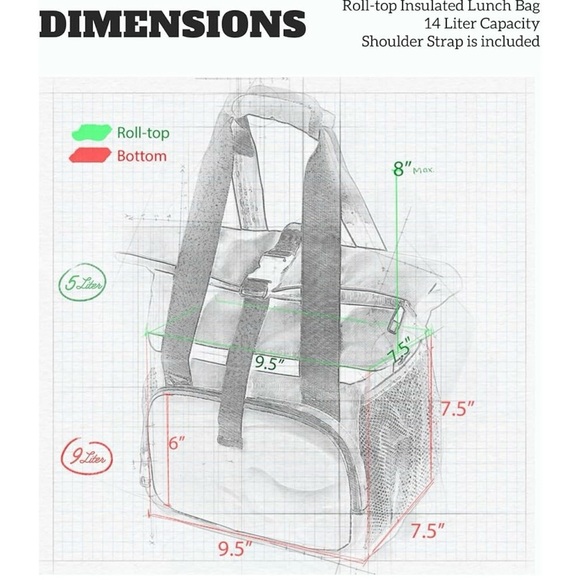 NWT 14 L Large Lunch Bag Floral Print - Picture 4 of 11